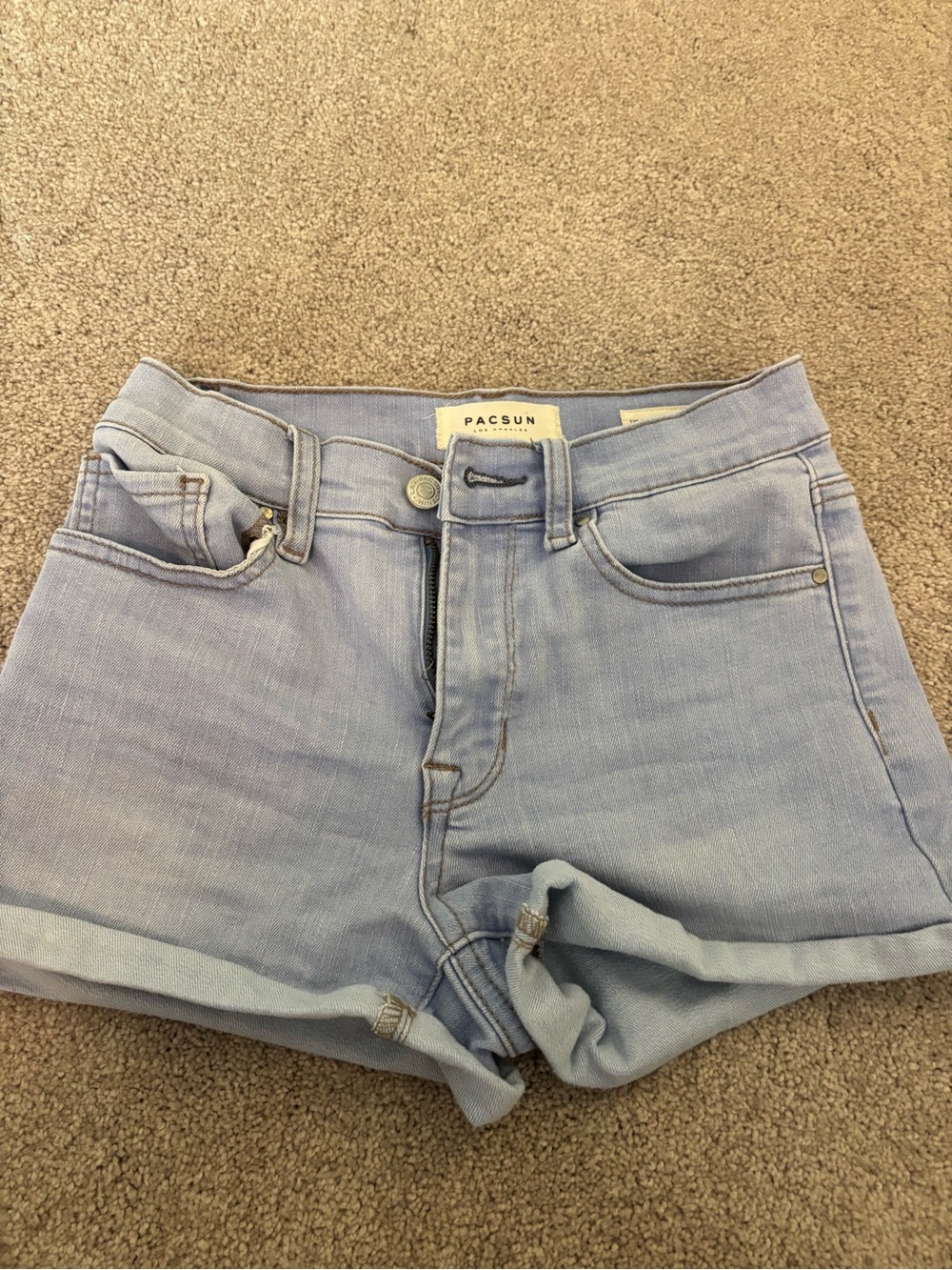 PacSun Faded Light Blue Shortie Denim Shorts